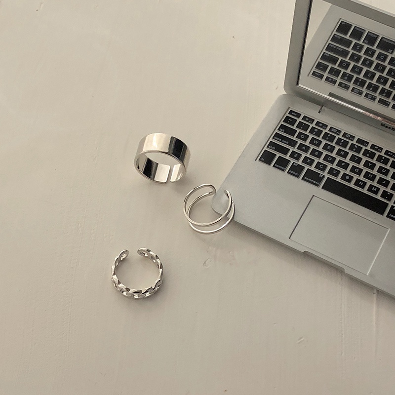 Set 3 nhẫn đeo ngón tay dạng hở phong cách Hàn Quốc đơn giản ngọt ngào cá tính dành cho nữ