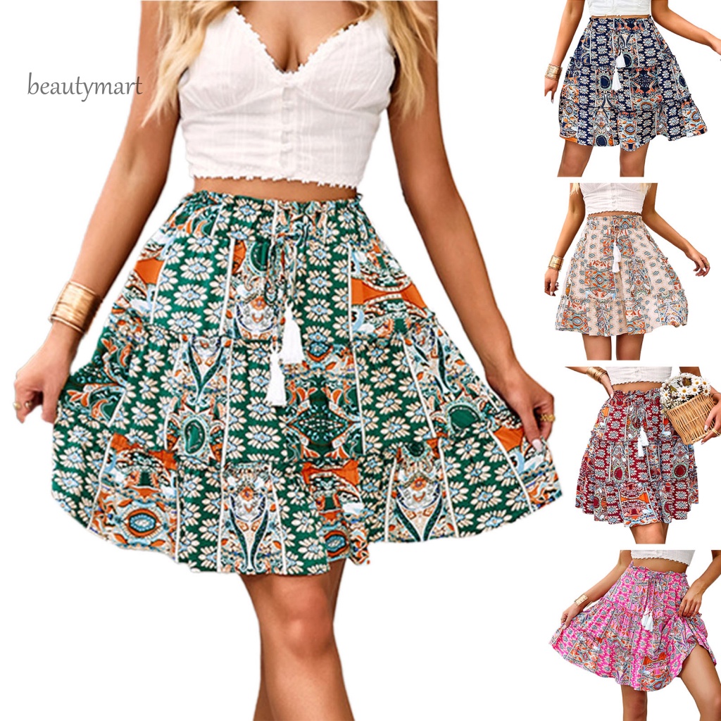 Chân Váy Mini In Hoa Phong Cách Bohemian 1