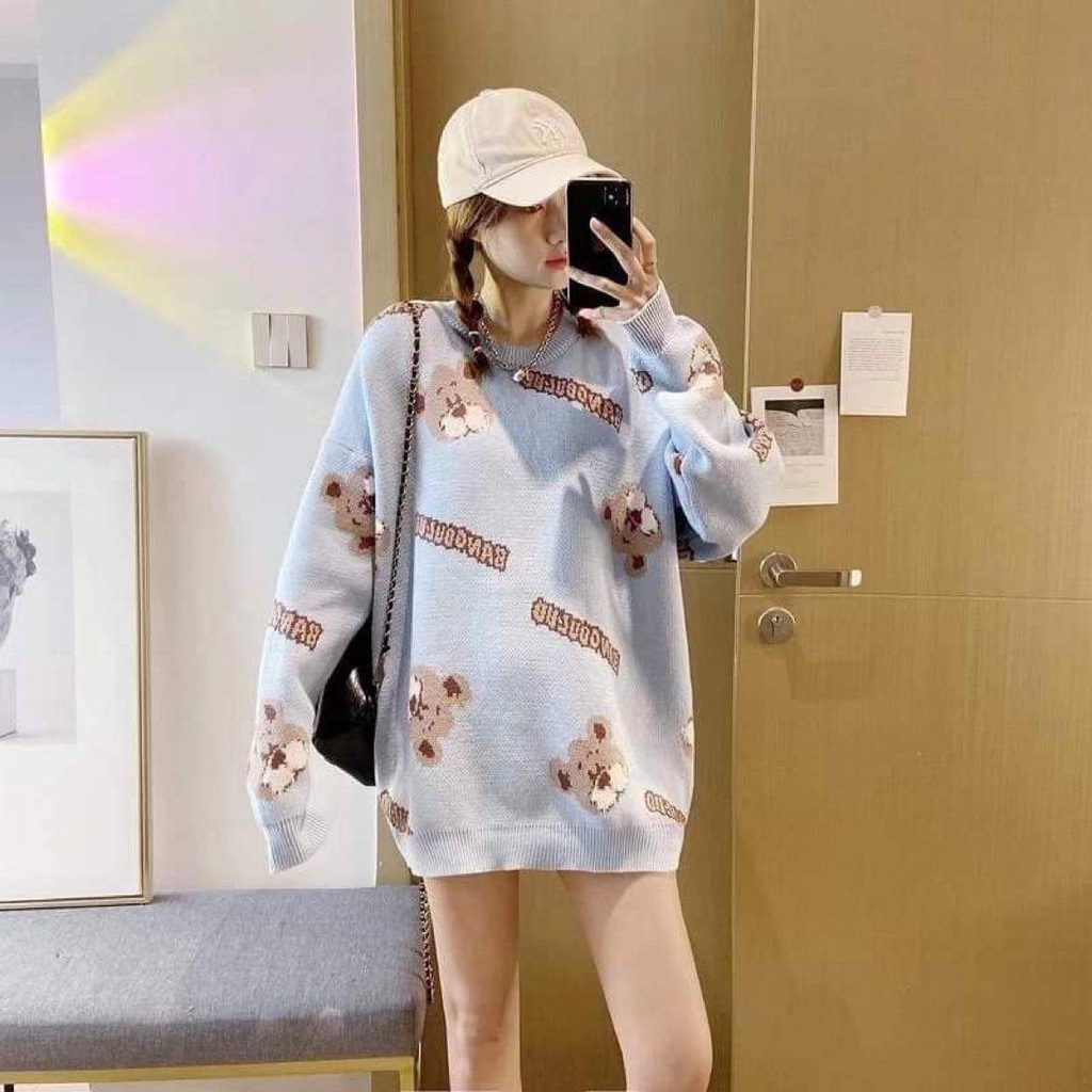 ÁO LEN BẦU 🚛FREESHIP🚛 Aó len mặc mùa đông siêu xinh hình gấu