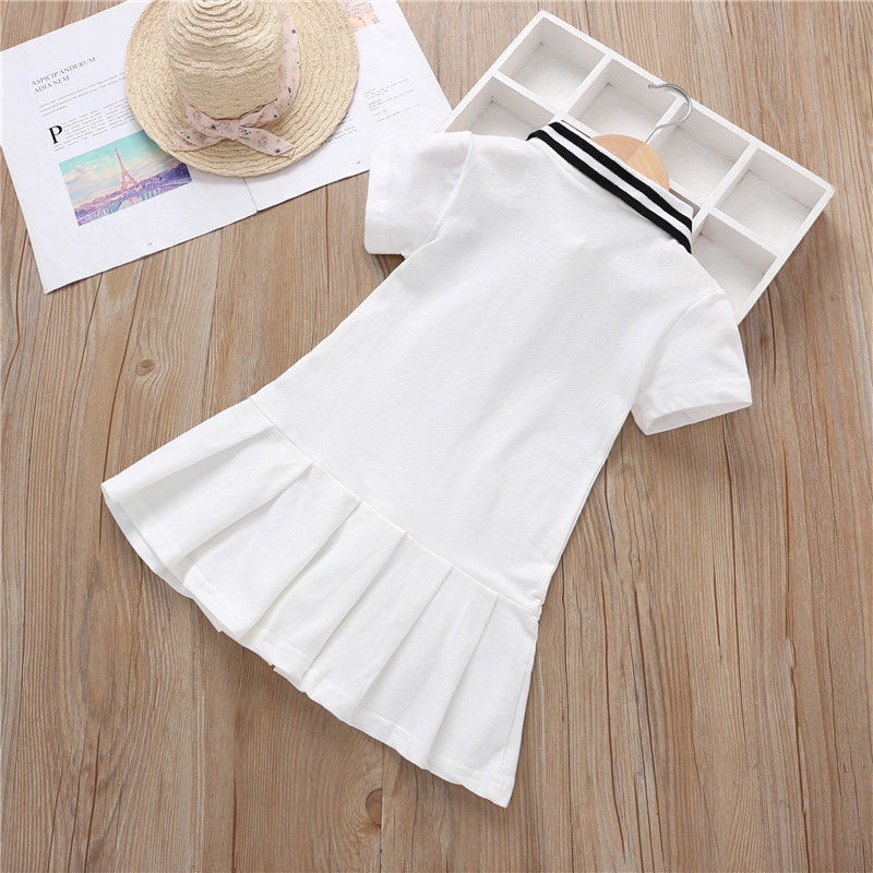 Đầm Thun Polo Tay Ngắn Thời Trang Mùa Hè Cho Bé Gái