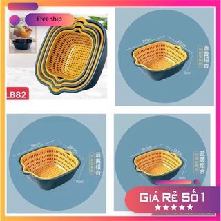 Combo 6 món thau rổ nhựa đựng đồ ráo nước, bộ rổ nhựa kèm chậu, set rổ nhựa 6 món bền bỉ chắc chắn