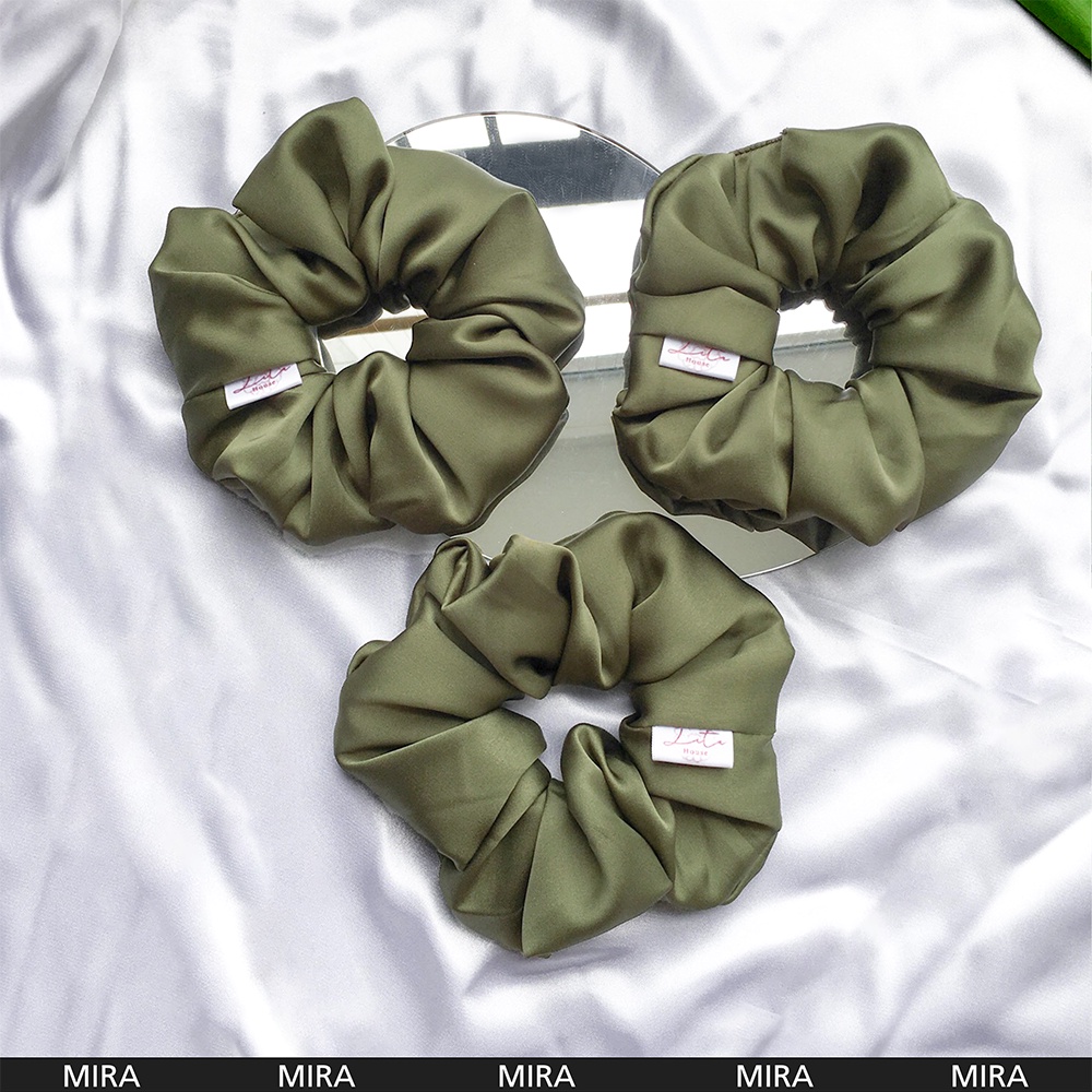 MIRA - Dây chun buộc tóc Lụa nhật Scrunchies Handmade I ARMY GREEN
