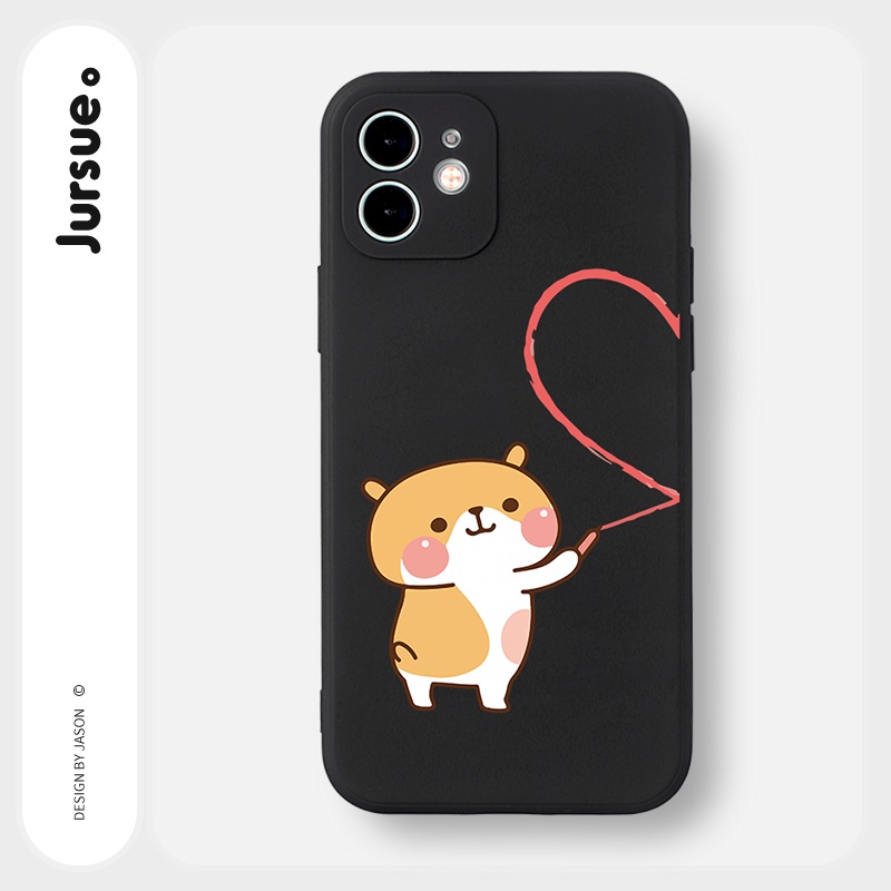Ốp lưng JURSUE mềm hoạt hình cặp đôi dễ thương đẹp cho iPhone 13 12 11 Pro Max SE 2020 X XR XS ip 8 7 6 6S Plus kute Y15