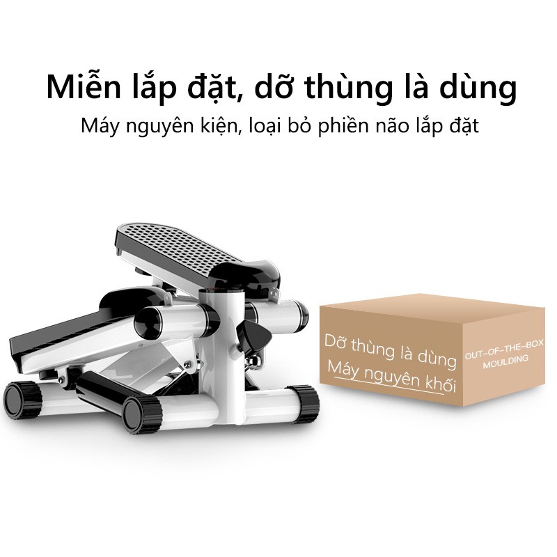 Sẵn Hàng - Máy chạy bộ mini stepper tại chỗ tặng dây cáp co giãn tập tay + dầu bôi trơn dự phòng, bảo hành 1 năm