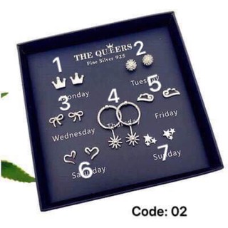 SET HOA TAI BẠC 925 TRÁI TIM