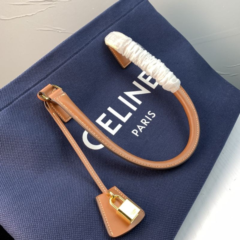 túi xách vải nữ quai xách bằng da in logo chữ Celine