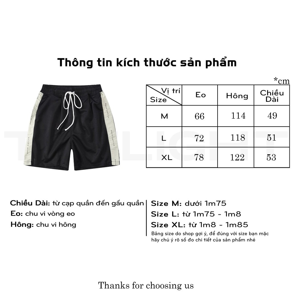 Quần short TLS streetwear DANIEL PATRICK ống rộng unisex