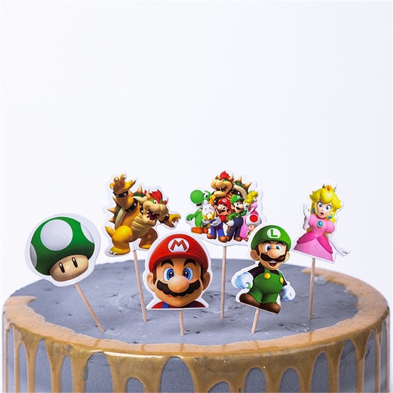 Set 24 Que Cắm Trang Trí Bánh Sinh Nhật Hình Hoạt Hình Dễ Thương Mới