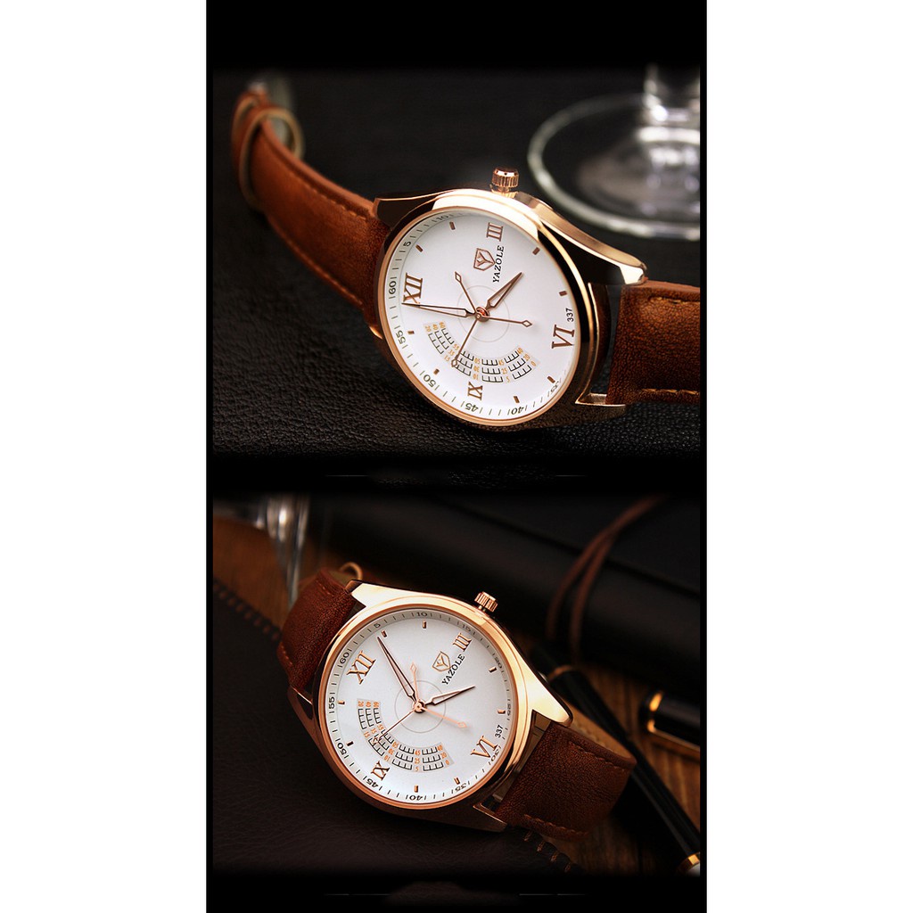 Đồng hồ nam Yazole 337 Dây da kiểu dáng độc đáo . | BigBuy360 - bigbuy360.vn