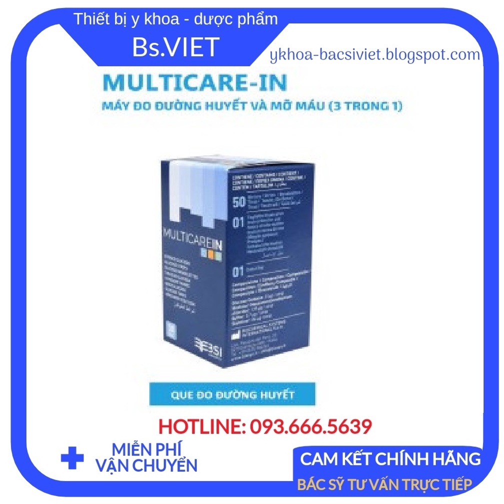Que thử đường huyết- mỡ máu TRIGLYCERIDES- Cholesterol dùng cho máy đo đường huyết 3 trong 1 Multicarein chính hãng Ý