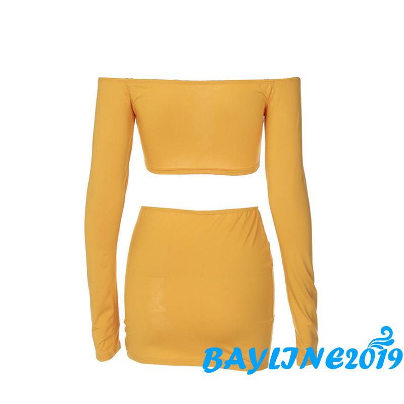 Set Áo Thun Dài Tay Và Chân Váy Ôm Thời Trang Dành Cho Nữ