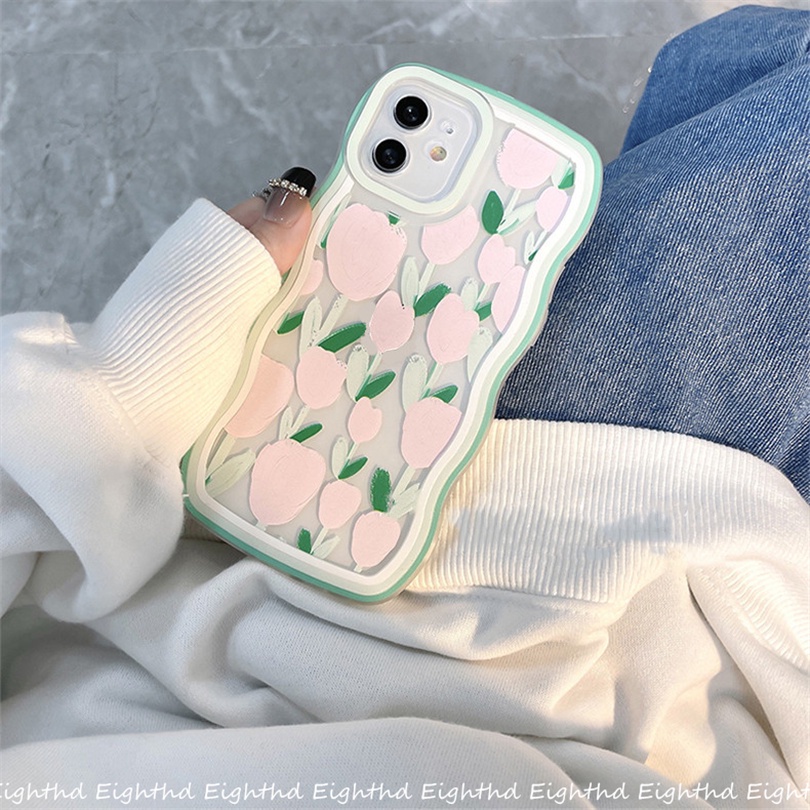 Ốp Điện Thoại Silicone Mềm Trong Suốt Chống Sốc In Hình Hoa Tulip Cho iPhone 13 12 11 Pro Max X XR Xs Max 6 7 8 Plus