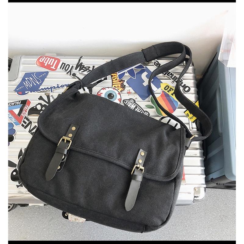 Túi Đeo Vai Vải Canvas Cỡ Lớn Kiểu Harajuku Nhật Hàn Cá Tính Cho Nam
