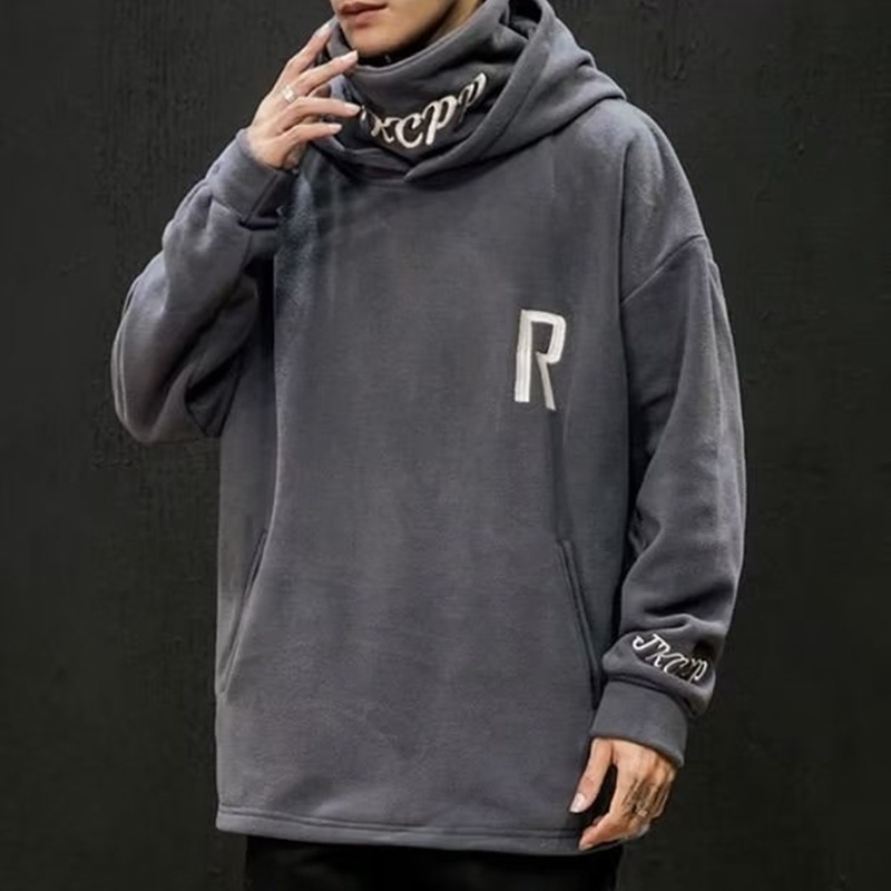 Áo Hoodie Cổ Cao Dài Tay Thêu Họa Tiết Phong Cách Hip Hop Hàn Quốc Thời Trang Nam M-3XL
