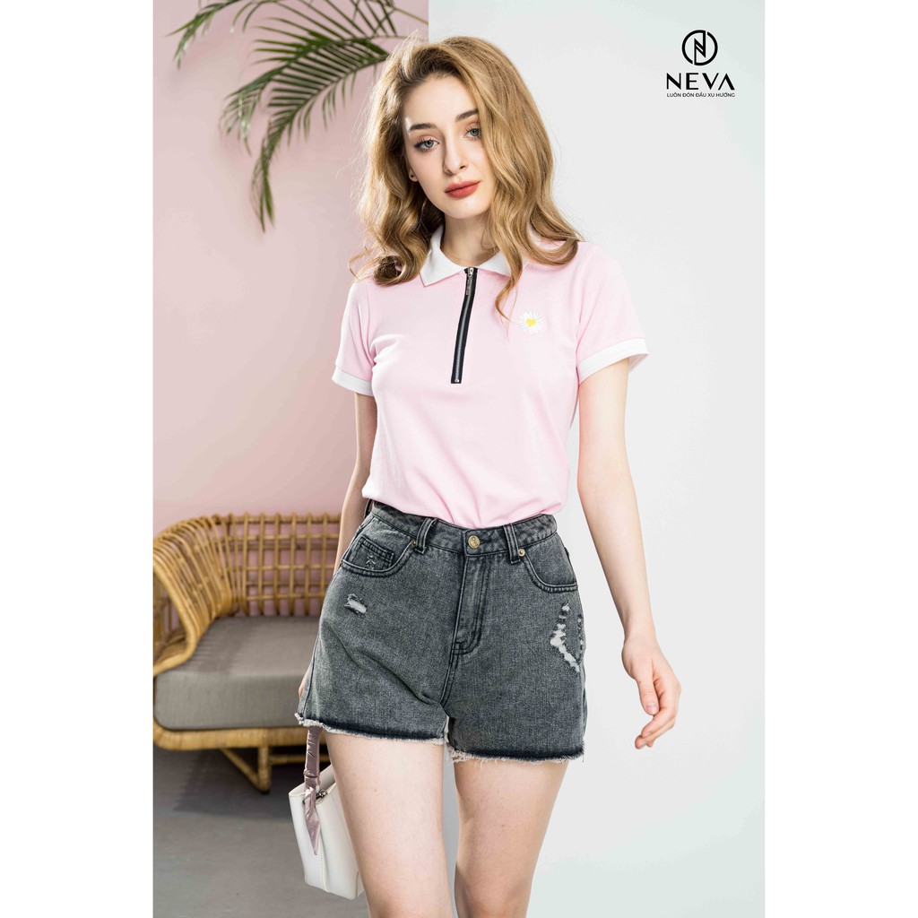 Quần jean nữ NEVA màu ghi basic B230077