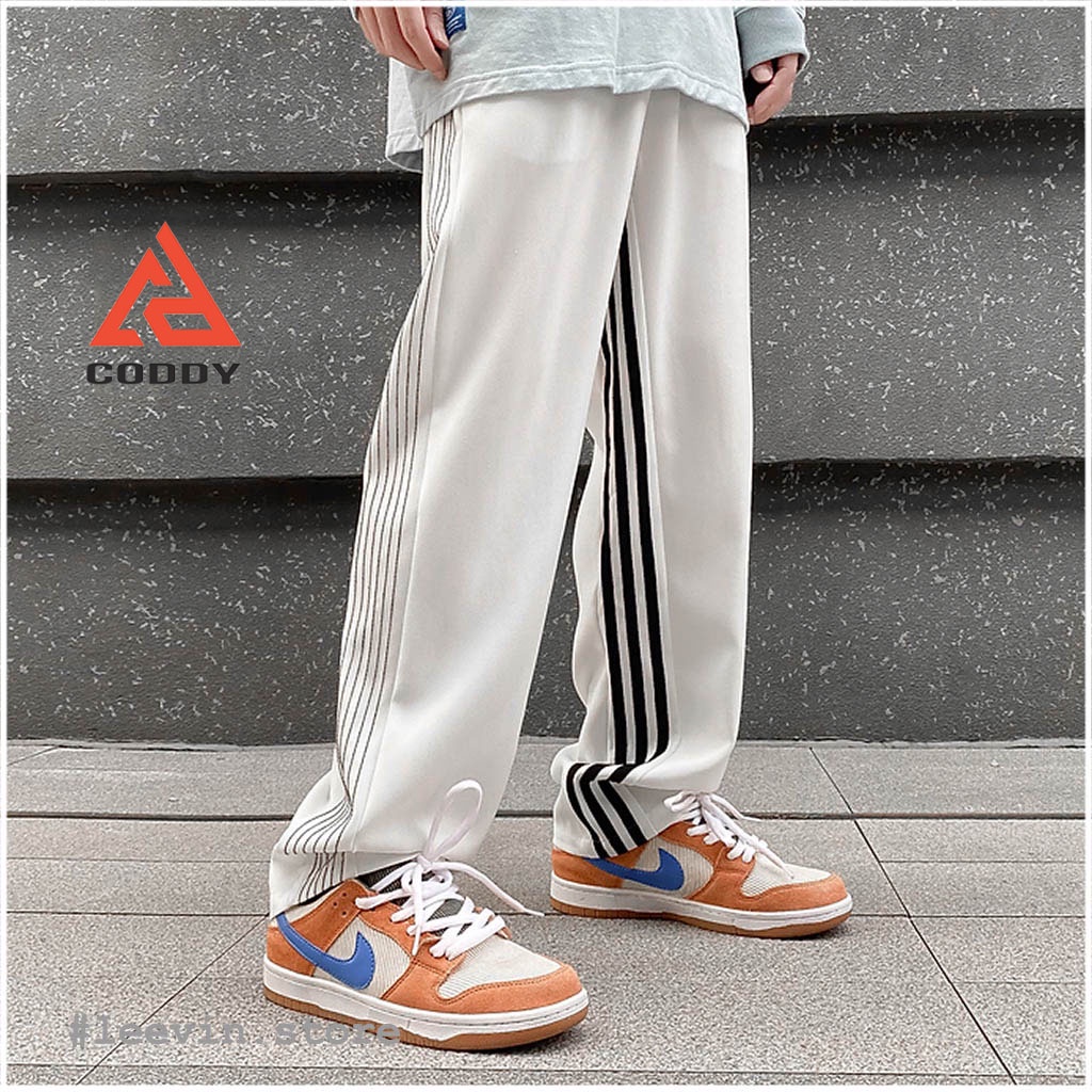 Quần 3 sọc hiphop unisex nam nữ phong cách đường phố kiểu quần ống rộng nam sọc thể thao CODDY - QV07