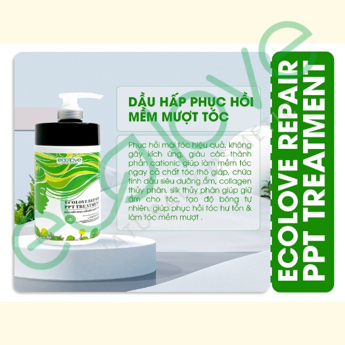 Cặp dầu gội hấp Ecolove phục hồi, giúp tóc mềm mượt, sạch gàu 1000ml/chai