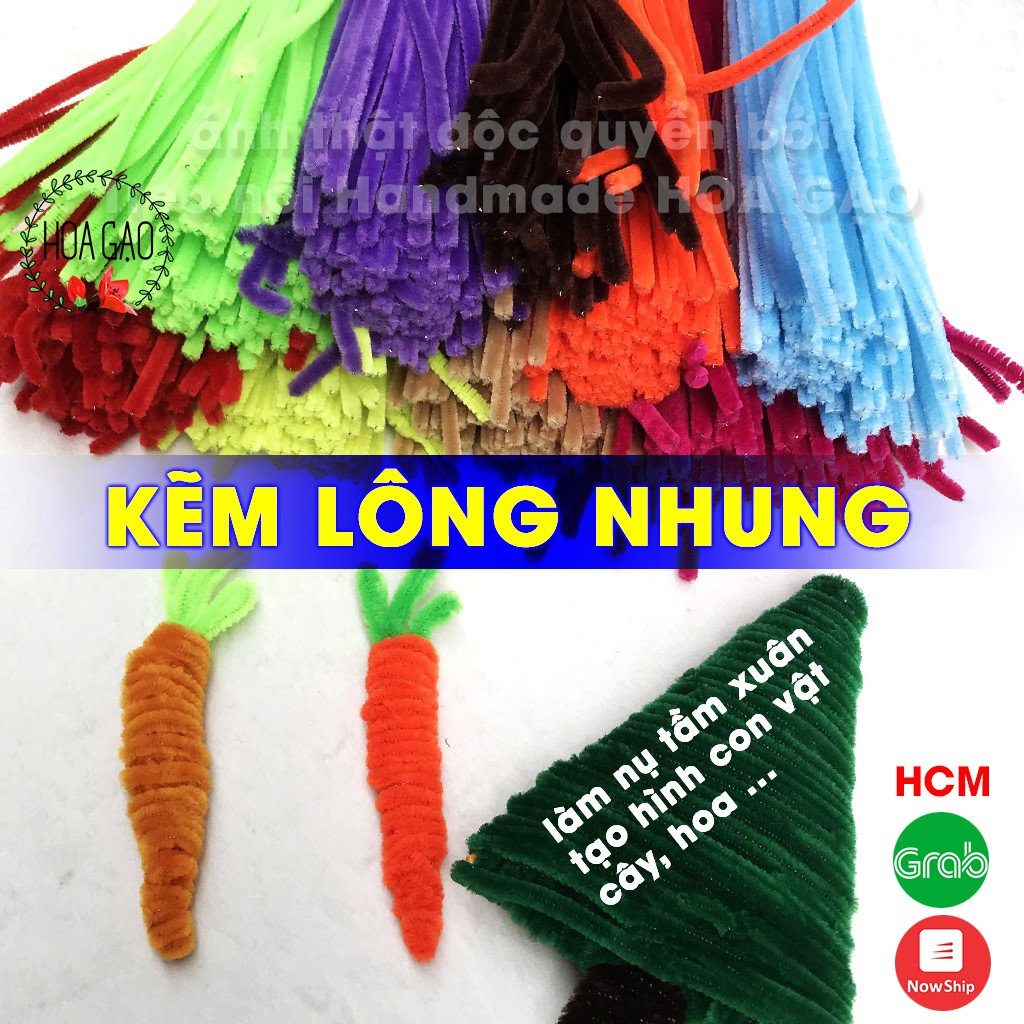 Kẽm nhung lông làm đồ chơi HOA GẠO GKL1 trang trí noel hoa tuyết, cây thông thủ công mỹ thuật giá rẻ 1k freeship