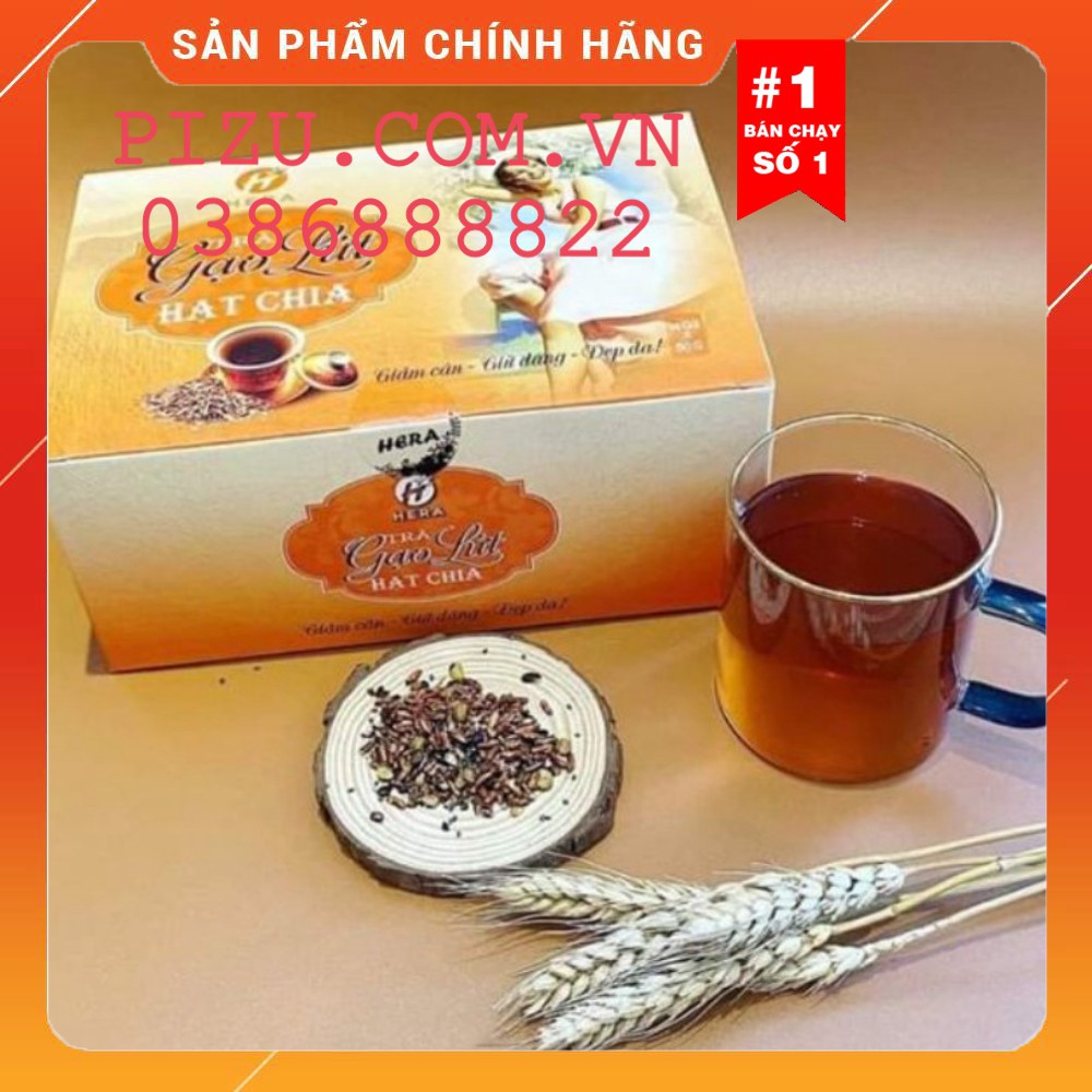 [HÀNG CHÍNH HÃNG] Trà giảm cân gạo Lứt hạt Chia Hera MẪU MỚI tặng kèm thước dây