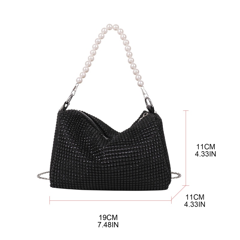 Túi Xách Kẹp Nách / Đeo Chéo Đính Ngọc Trai Tinh Tế Thời Trang Cho Nữ