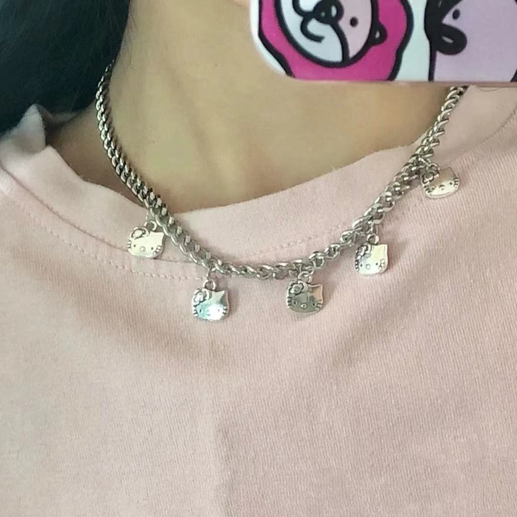 vòng cổ Mặt Hình Mèo Hello Kitty Phong Cách Vintage