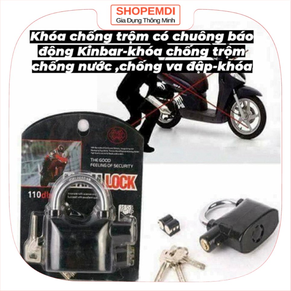 Khóa chống trộm có chuông báo động Kinbar khóa chống trộm chống nước chống va đập khóa chống trộm xe máy chính hãng