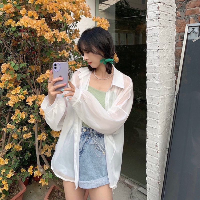 Áo khoác mỏng sexy tay dài nhiều màu hàn quốc