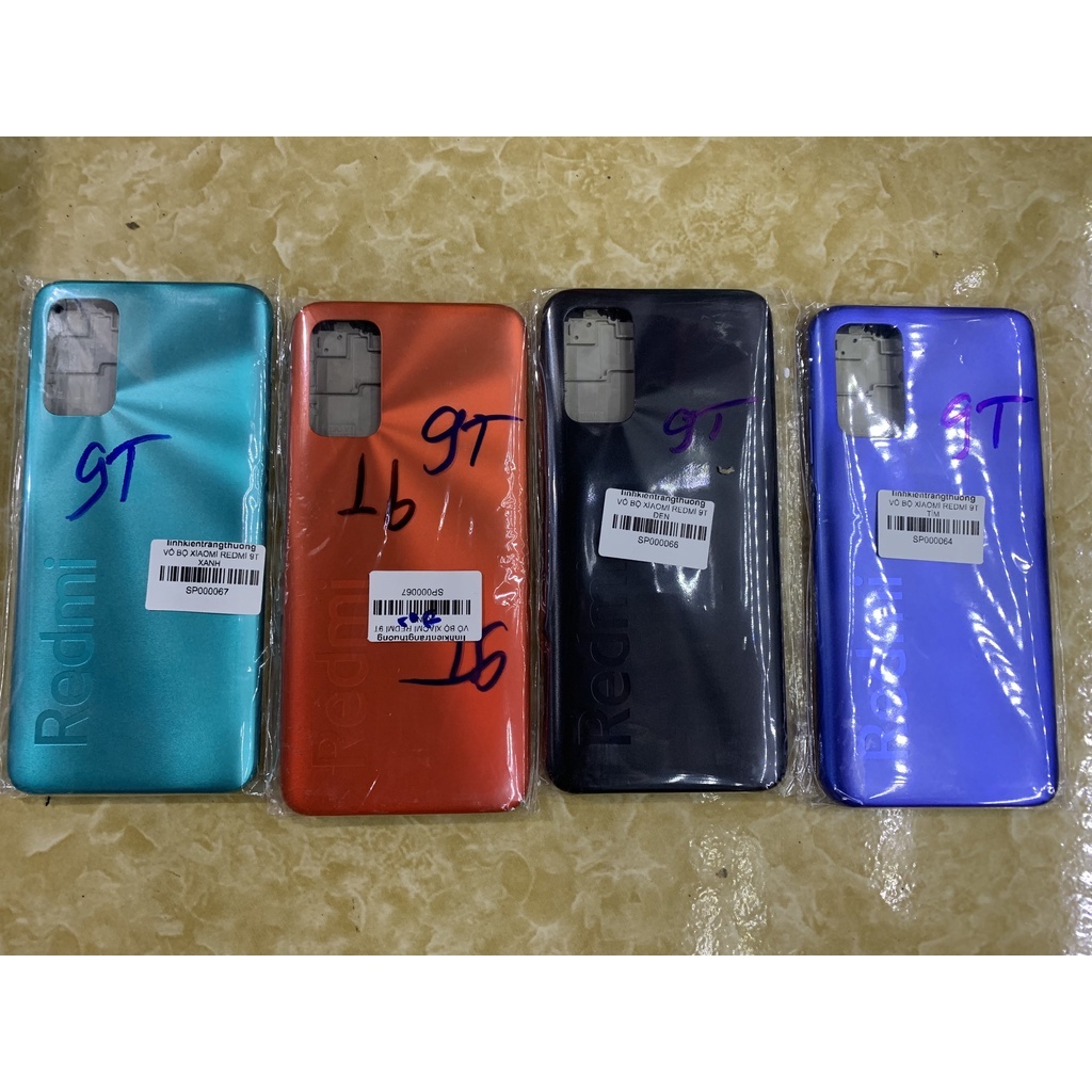 Bộ vỏ, xương điện thoại xiaomi Redmi 9T - gồm xương lưng, sườn, phím âm lượng