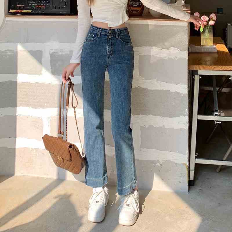 quần jean co ống đung cạp 2 cúc