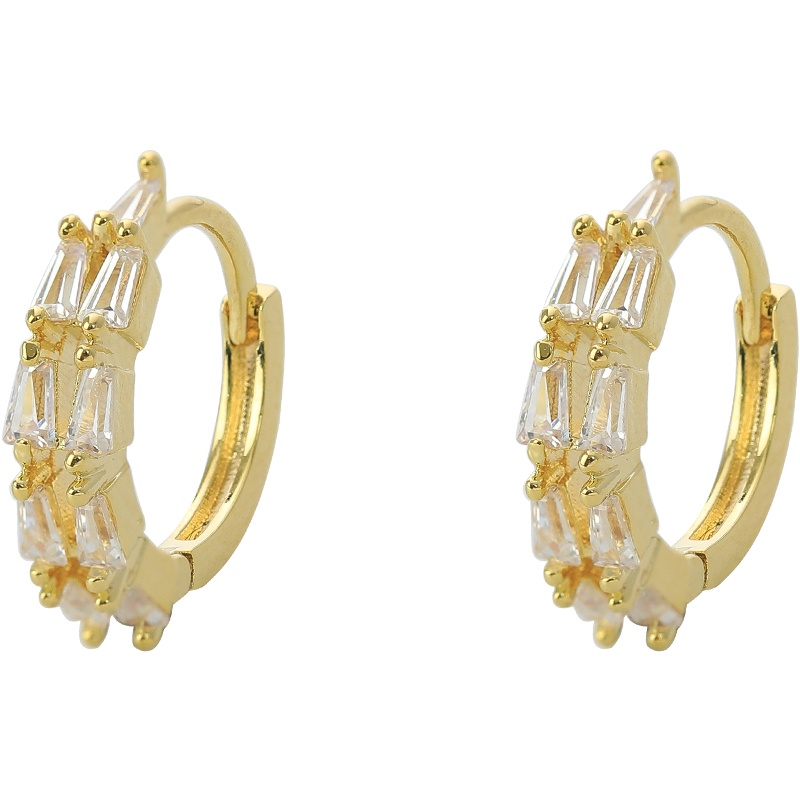 Bông tai JIUDUOLAN màu vàng đính đá zircon tinh tế hợp thời trang dễ phối đồ trang sức cho nữ