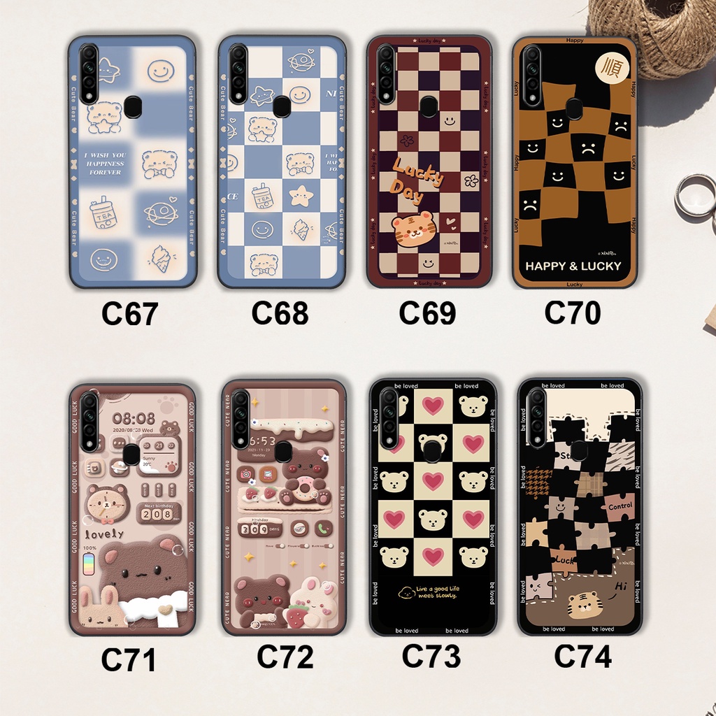 Ốp lưng Oppo A31 2020 / A8 in họa tiết caro, mẫu gấu cực đáng yêu / ốp gấu cute giá rẻ siêu bền