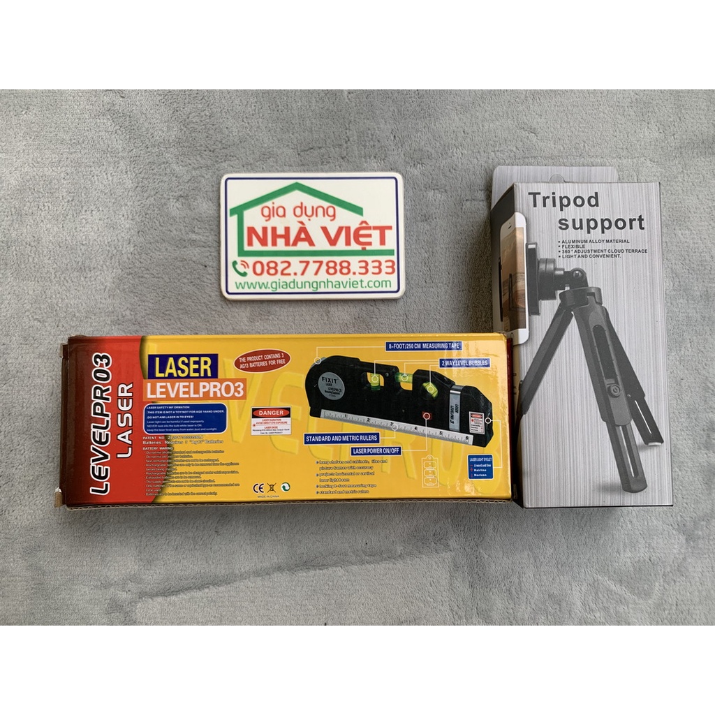Thước laser đa năng cân bằng kèm thước kéo 2.5m
