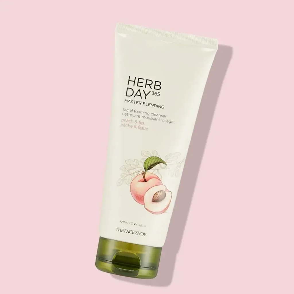 [Hỏa tốc] Sữa rửa mặt tạo bọt TheFaceShop Herb Day 365 Master Blending Facial Foaming Cleanser Peach &amp; Fig (170ml)
