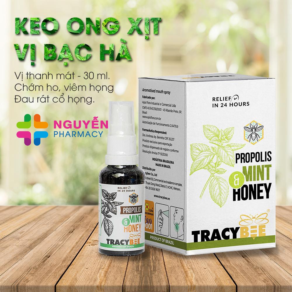 [CHÍNH HÃNG] Xịt họng keo ong TRACYBEE vị bạc hà - Giảm viêm họng cho bé từ 1 tuổi