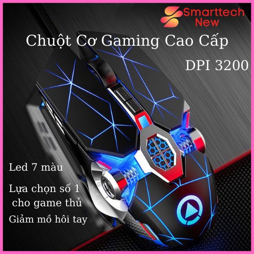 Chuột Cơ Gaming Cao Cấp,Chuột Máy Tính Có Dây Chơi Game Nhạy LED 7 Màu Cực Đẹp DPI 3200