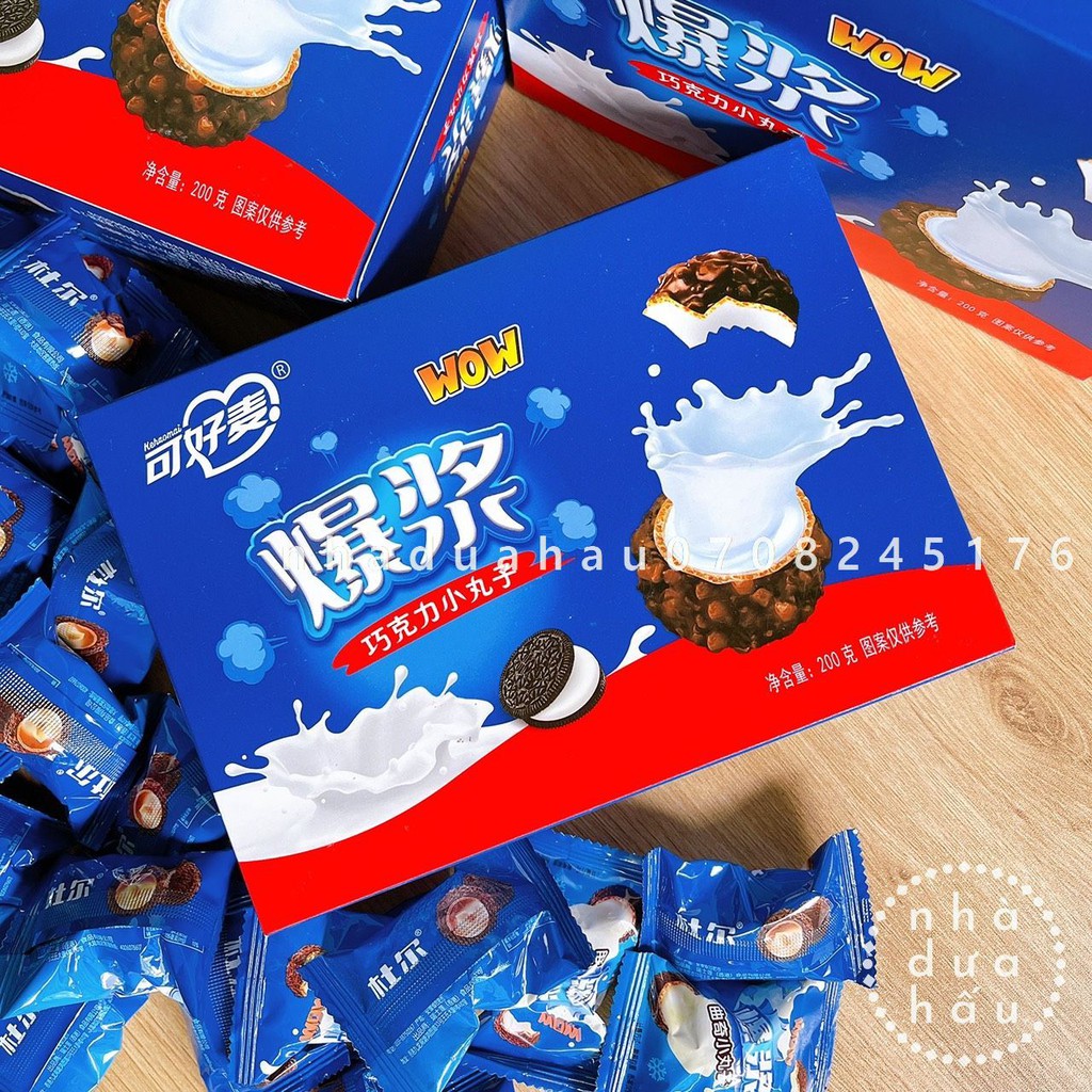 Một hộp sô cô la oreo viên nhân kem sữa tan chảy WOW Hongkong hộp giấy 200g | BigBuy360 - bigbuy360.vn