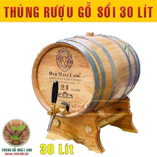THÙNG GỖ SỒI NGÂM Ủ RƯỢU 30 LÍT