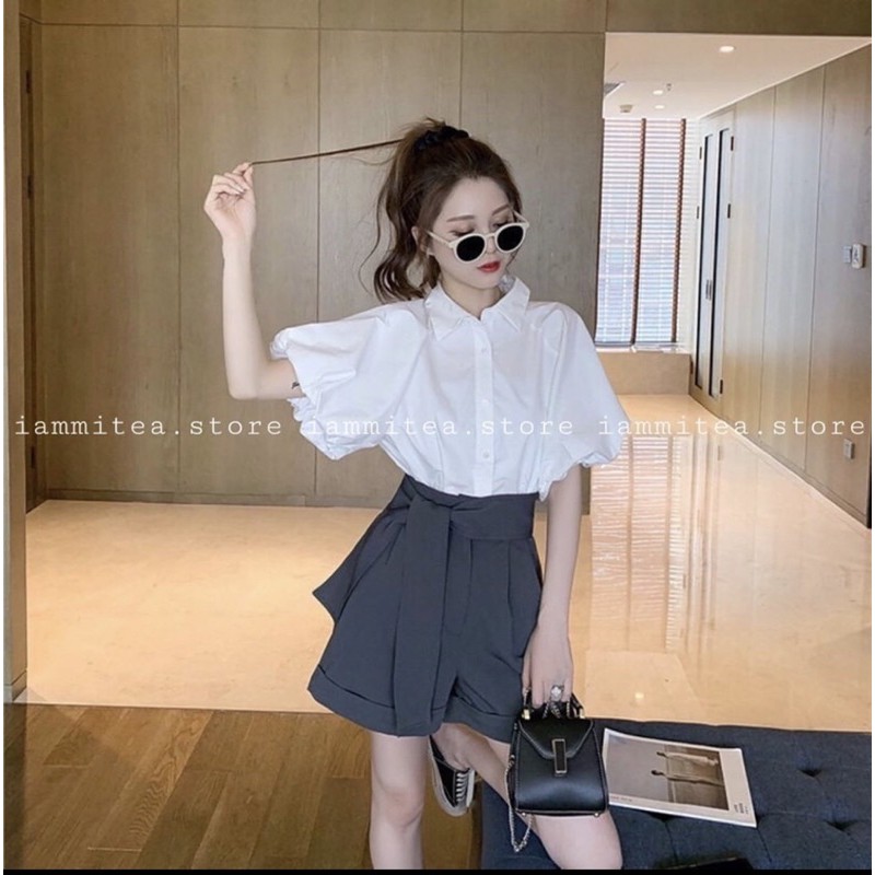 Áo sơ mi tay phồng freesize