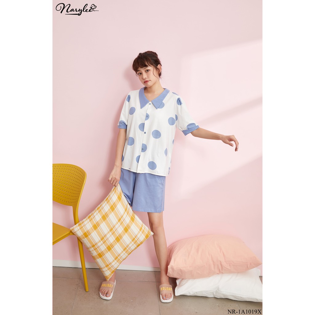 Bộ đồ mặc nhà áo cộc quần lửng 100% cotton cao cấp Narylee NR-1A1019