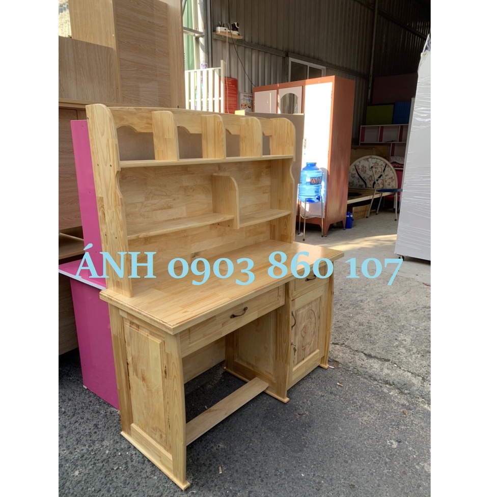 Bàn học cho bé lớn cấp 2 cấp 3 bằng gỗ thiên nhiên đẹp bền an toàn y hình