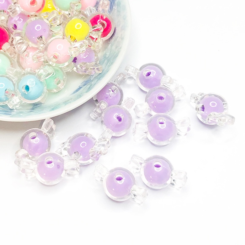 Set 20 Hạt Nhựa Acrylic Màu Kẹo Dùng Làm Trang Sức Cho Bé