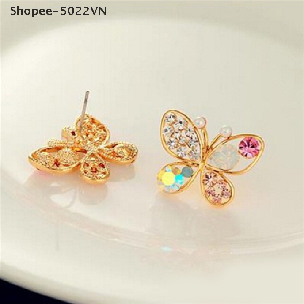 Bông Tai Hình Bướm Rỗng Đính Đá Đáng Yêu Shopee-5022VN