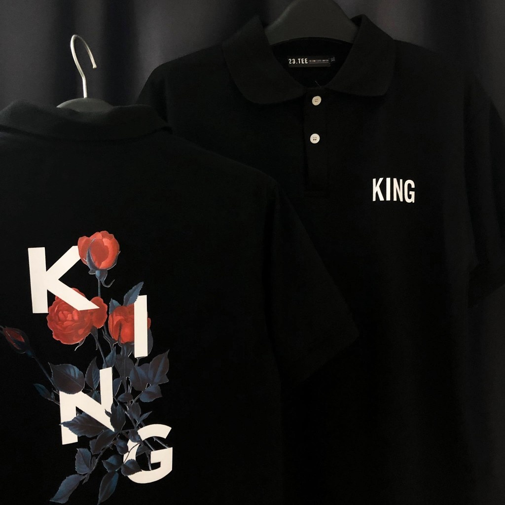 Áo thun bâu cổ trụ Hoa hồng King