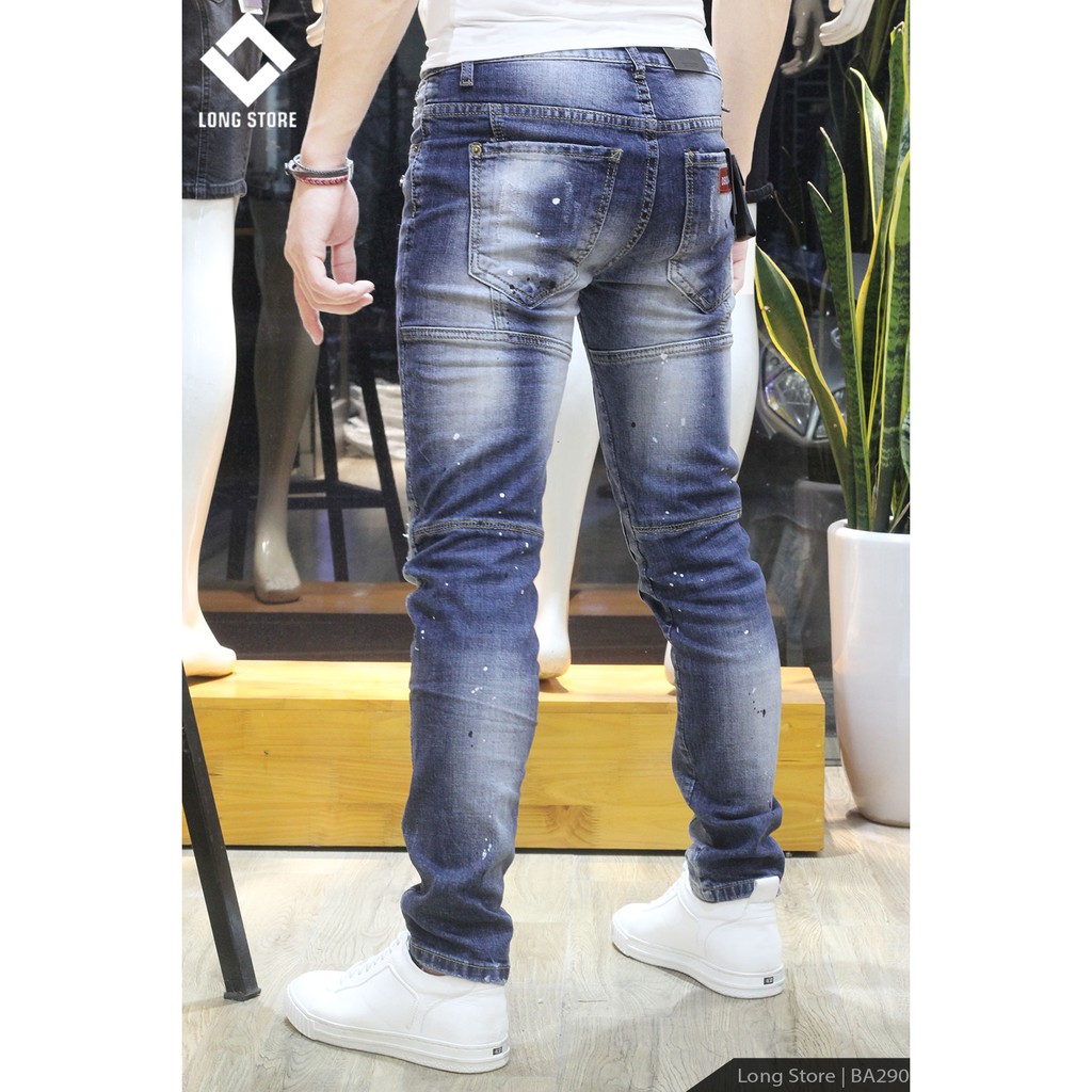 Quần jean nam rách màu xanh bạc ✅FREESHIP✅ Quần bò nam SUPER dáng ôm SLIMFIT skinny co giãn cao cấp - BA290