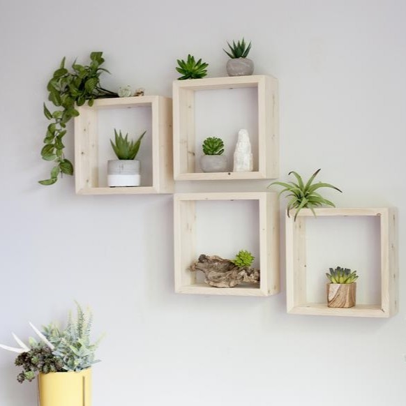 Kệ Gỗ Vuông Trang Trí Tường/ Square Wood Shelf/ Cạnh 40cm, 45cm - Mộc. Home