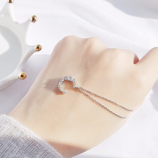 Dây chuyền bạc hình trăng pha lê lấp lánh