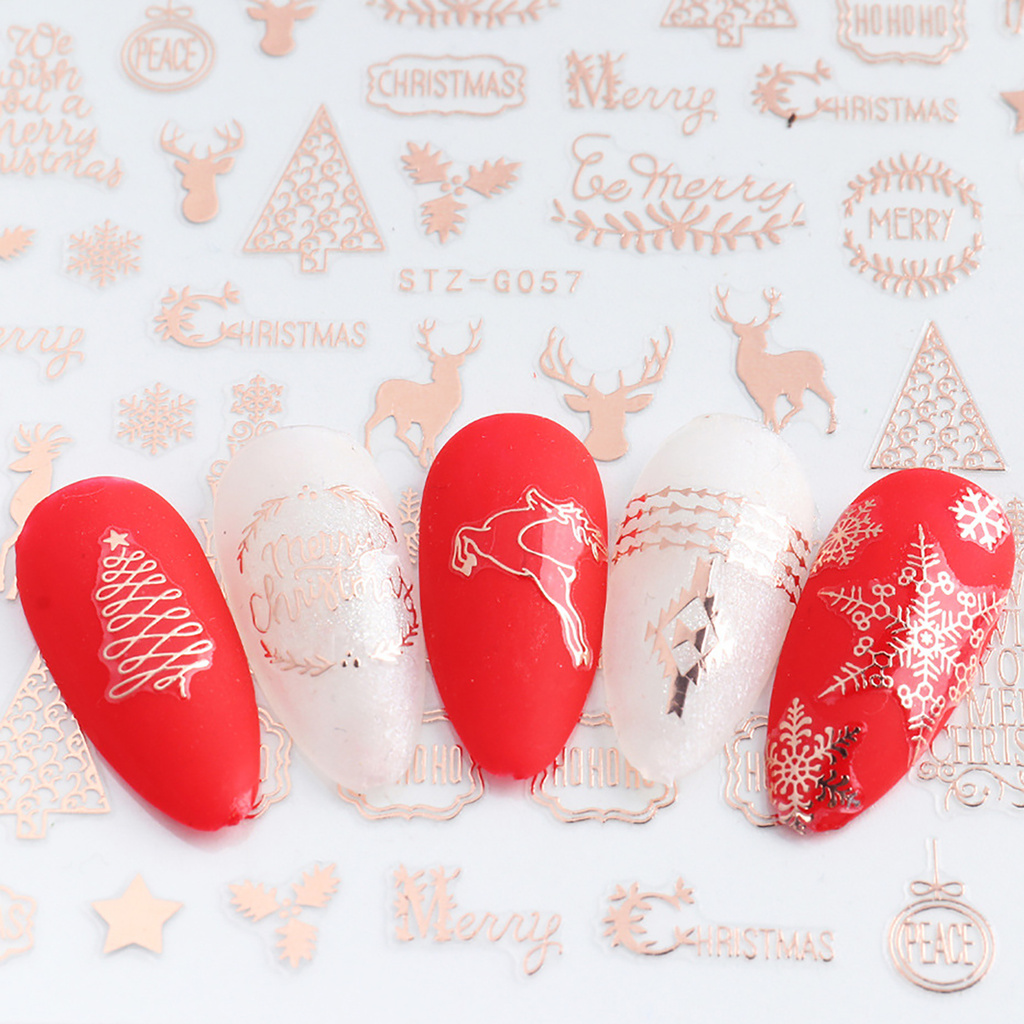 [Hàng mới về] Bộ 3 Miếng Dán Móng Tay Họa Tiết Giáng Sinh Xinh Xắn