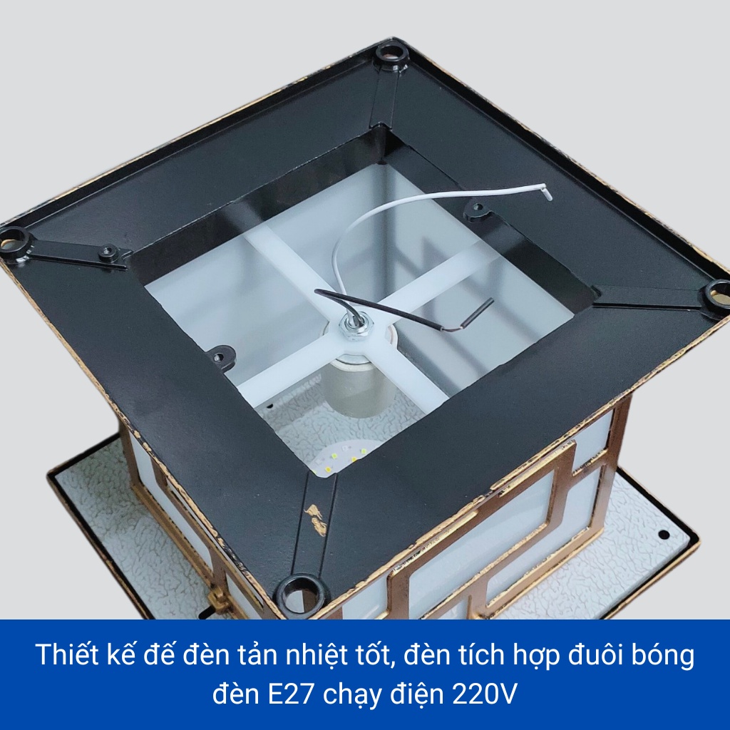 Đèn năng lượng mặt trời sân vườn SHOPNHATPHONG đèn trang trí trụ cổng 250mm,300,400mm có điều khiển,3 chế độ màu