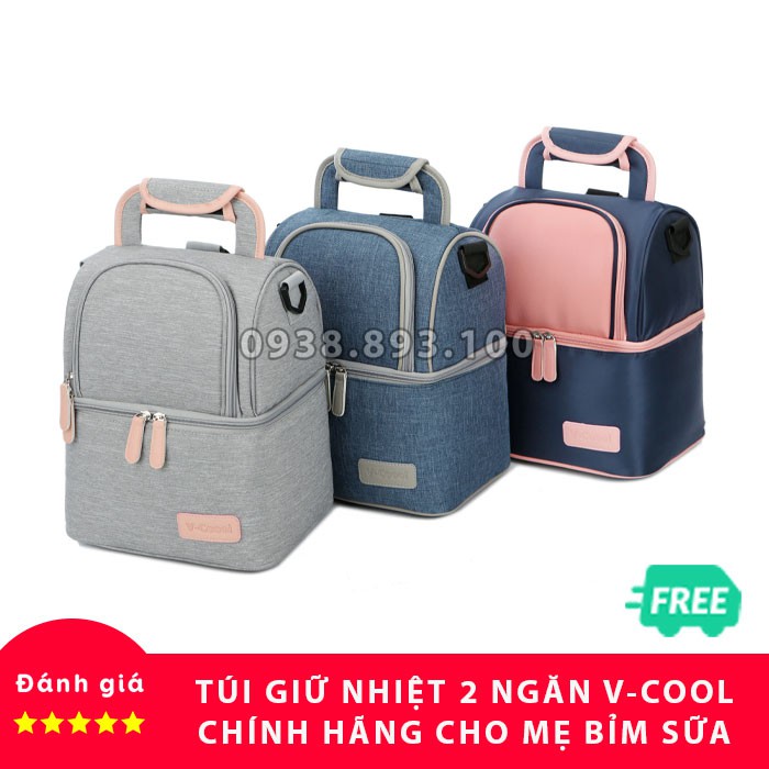 【CHẤT LƯỢNG】 Túi Giữ Nhiệt 2 Ngăn VCool Bảo Quản Sữa Cho Mẹ Bỉm Sữa (Balo Giữ Nhiệt, Túi Giữ Lạnh)