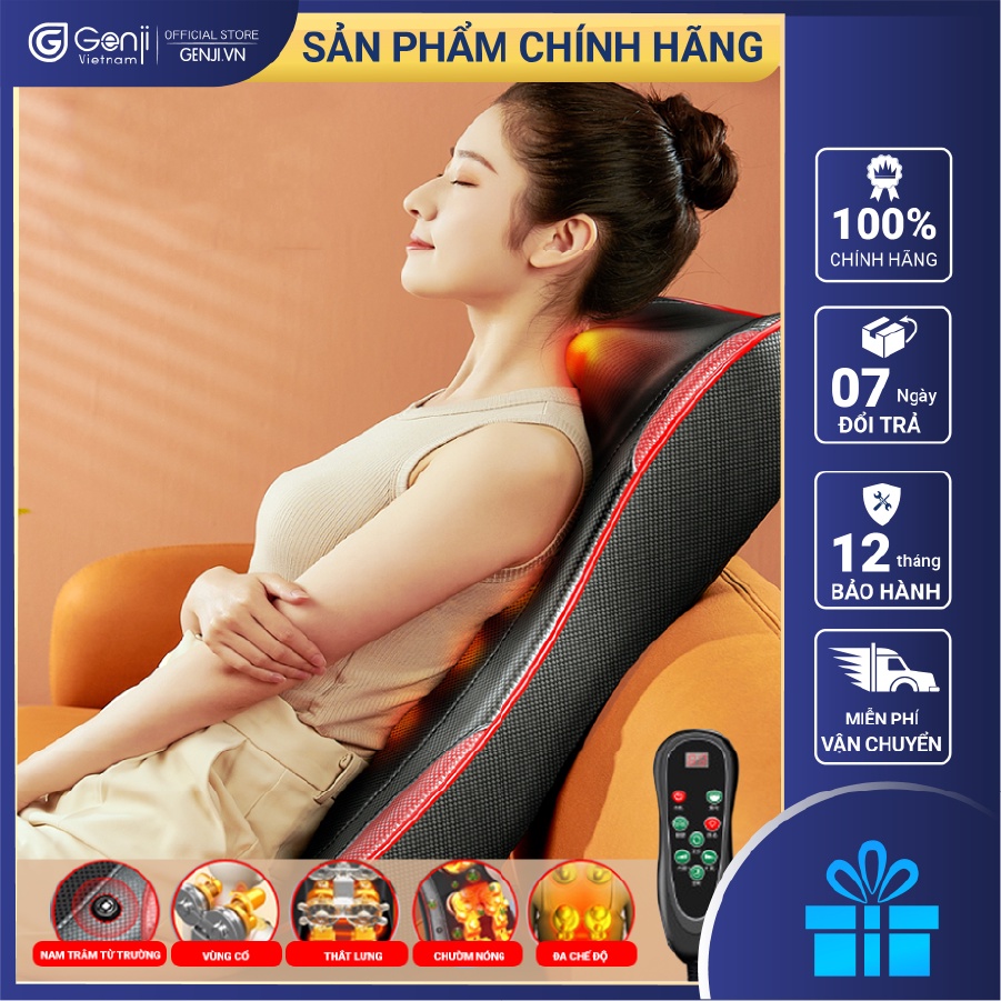 Gối Massage Toàn Thân Genji 8D, Massage Cổ Vai Gáy Đa Năng, Gối Chuyên Dụng Hỗ Trợ Trị Liệu Cổ Vai Gáy